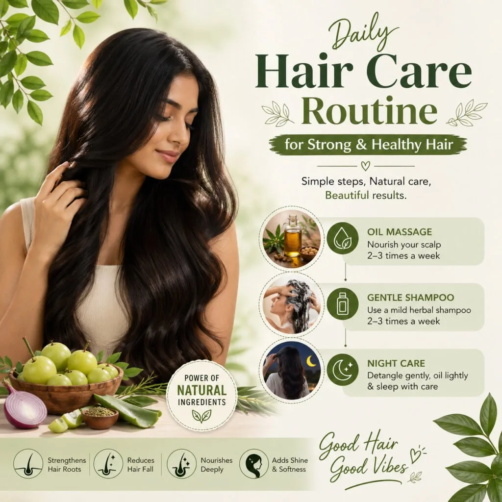 Simple Daily Hair Care Routine for Strong & Healthy Hair Naturally